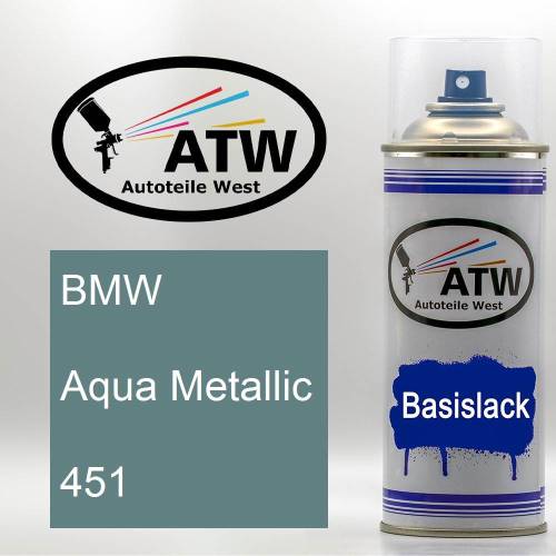 BMW, Aqua Metallic, 451: 400ml Sprühdose, von ATW Autoteile West.